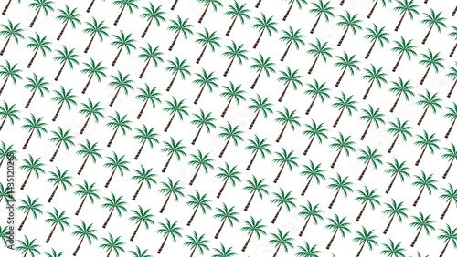 Wallpaper Mural Seamless tropical palm tree pattern with green leaves and brown trunks on white background, perfect for summer, beach, vacation, and tropical-themed designs. Torontodigital.ca