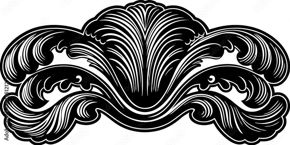 Fototapeta premium Abstract floral vector design, a vintage tattoo illustration with ornate leaf and swirl elements
