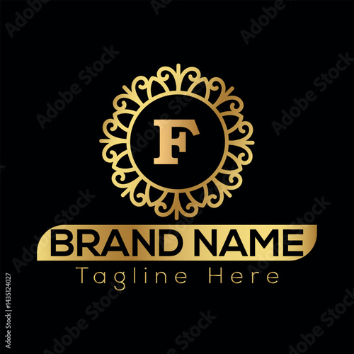 Gold star vector design features a taxi sign symbol for a car service business logo illustration F Logo template 
