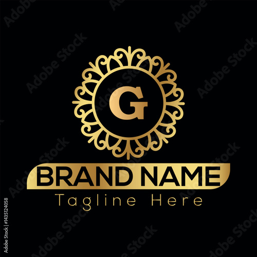Gold star vector design features a taxi sign symbol for a car service business logo illustration G Logo template 