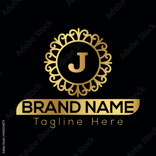 Gold star vector design features a taxi sign symbol for a car service business logo illustration J Logo template 