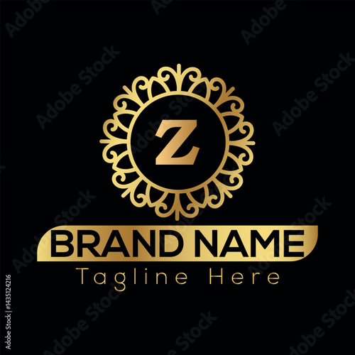Gold star vector design features a taxi sign symbol for a car service business logo illustration  Z Logo template 