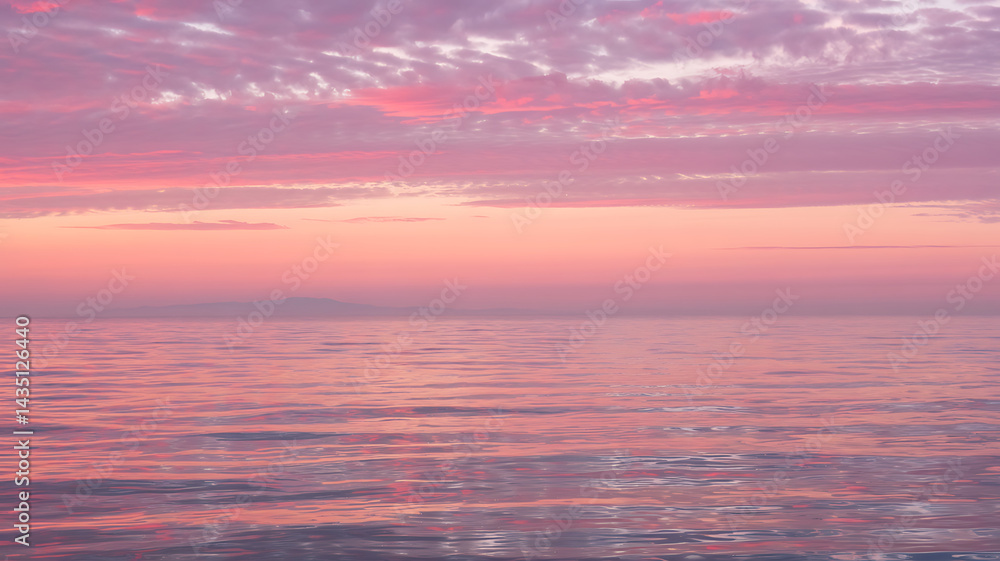 Obraz premium Serene Pink Sunset Ocean Dreamscape Peaceful Horizon