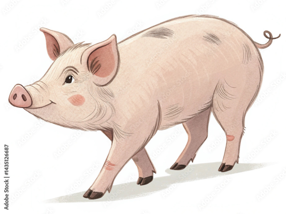 Cute Pig Illustration Isolated on White Transparent Background Cute Pig Illustration Isolated on White Transparent Background