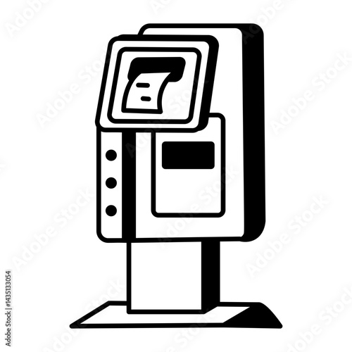 A hand drawn style icon showing ticket terminal
