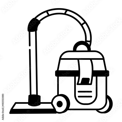 Doodle style icon showing a canister vacuum cleaner 
