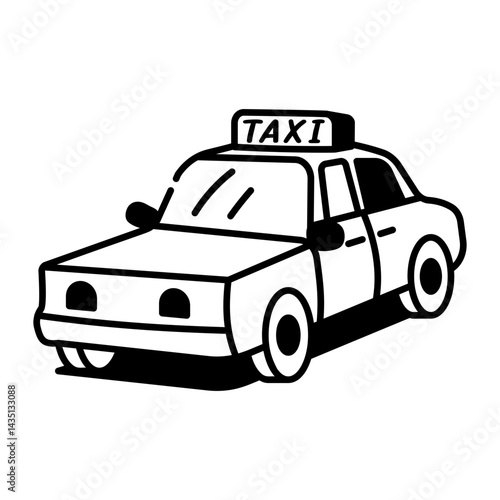 Doodle style icon showing a taxi car

