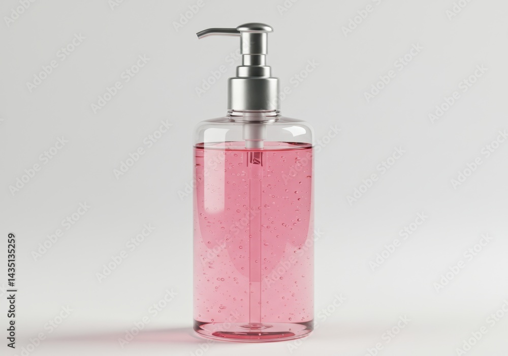 Pink liquid in dispenser bottle isolated on a white background. Pink liquid in dispenser bottle isolated on a white background.