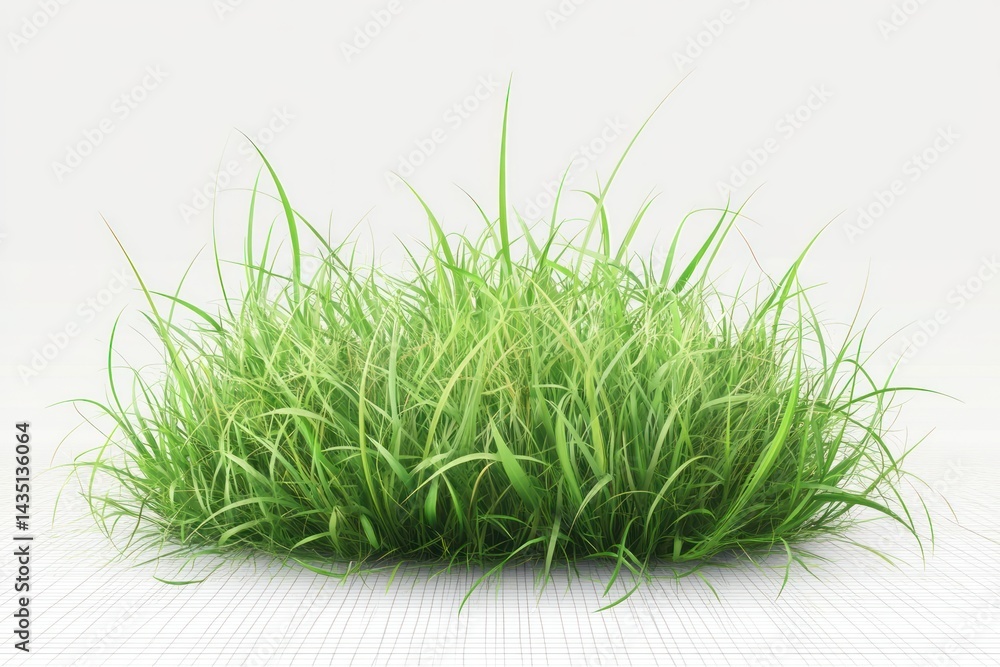 Bright green grass clump with detailed shading and natural lighting, transparent background, eco-themed design Bright green grass clump with detailed shading and natural lighting, transparent background, eco-themed design