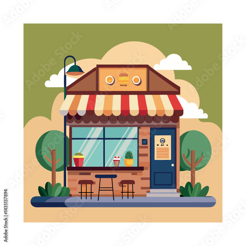 Cute Coffee Shop Illustration