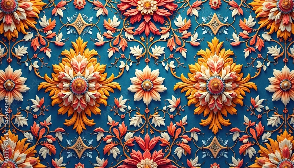Intricate woven floral damask pattern, elegant and symmetrical , arabesque, fabric, royal Intricate woven floral damask pattern, elegant and symmetrical , arabesque, fabric, royal