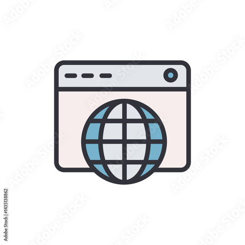 Online hosting colored icons, minimalist vector illustration ,simple transparent graphic element .Isolated on white background