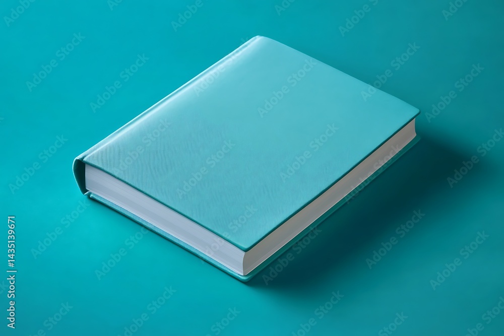 Fototapeta premium Teal Hardcover Book on a Turquoise Background