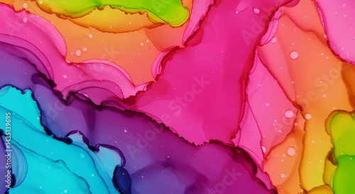 Vibrant Alcohol Ink Abstract Background - Colorful Fluid Art Texture
