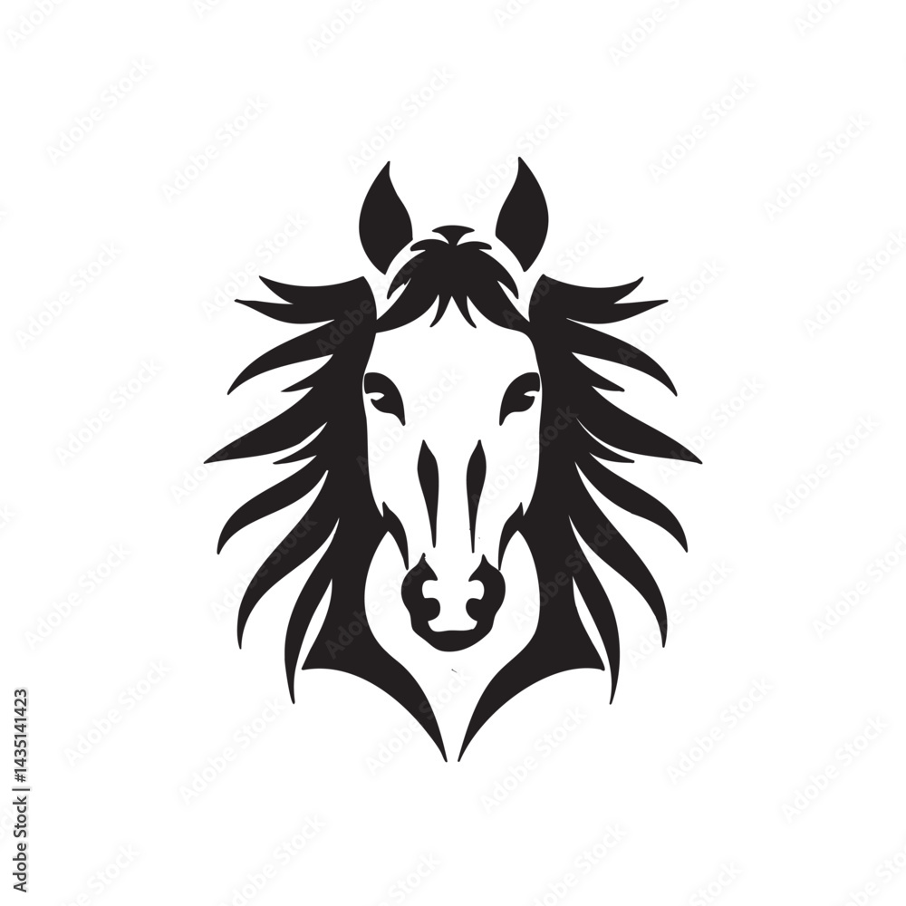 Fototapeta premium Stylized Horse Head Silhouette – Tribal Art Vector