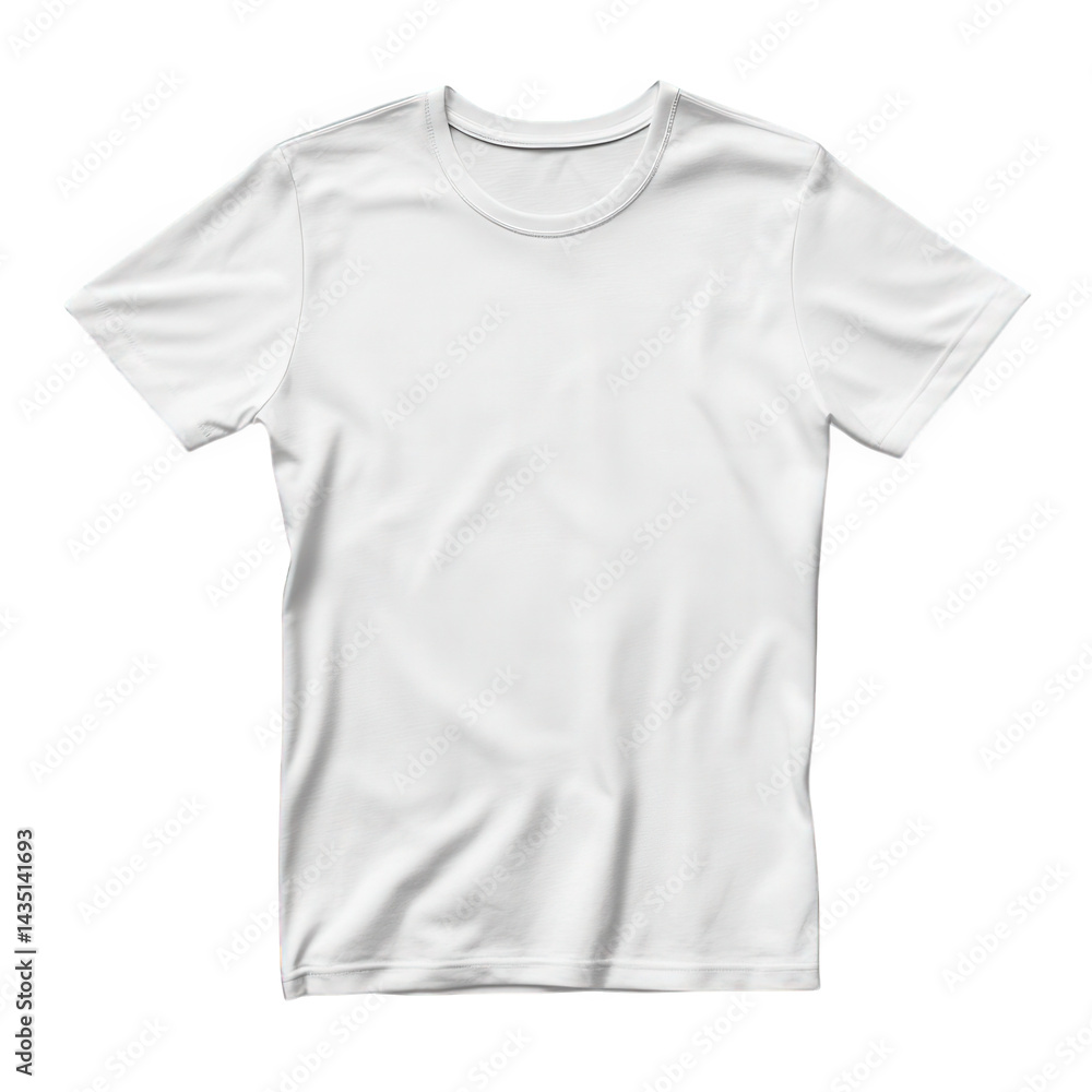 plain white t-shirt displayed on a light background. emphasizing its simple design and versatility it serves as a basic clothing item suitable for casual wear. layering. or customization