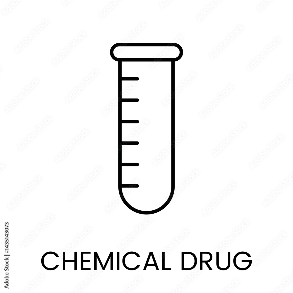 A test tube icon in vector, with a measurement scale, symbolizing laboratory testing, with an editable stroke A test tube icon in vector, with a measurement scale, symbolizing laboratory testing, with an editable stroke