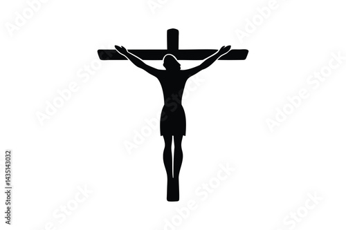 Crucifixion of Jesus icon silhouette on white background