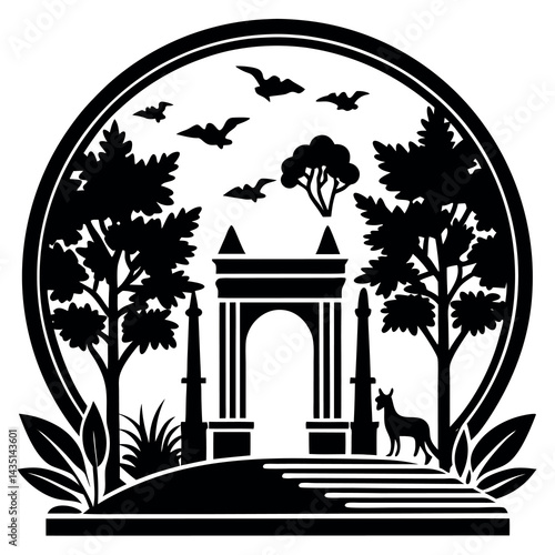 A park-entrance-icon-with-trees-and-wildlife 