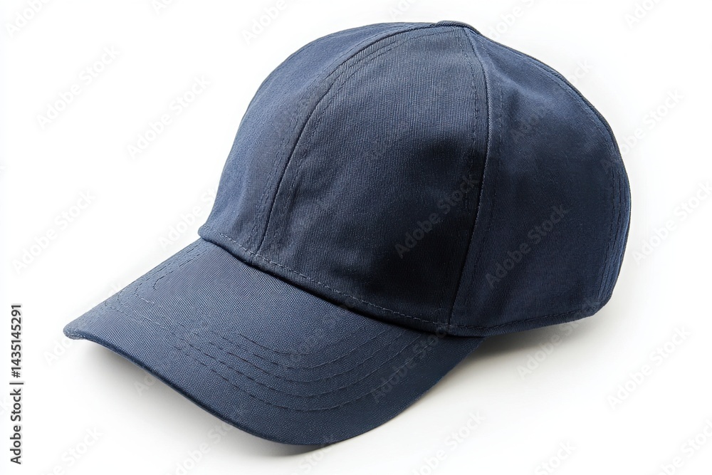Isolated navy blue baseball cap on white background casting soft shadow studio shot with clean modern style and minimalist composition for fashion and sport concept Isolated navy blue baseball cap on white background casting soft shadow studio shot with clean modern style and minimalist composition for fashion and sport concept
