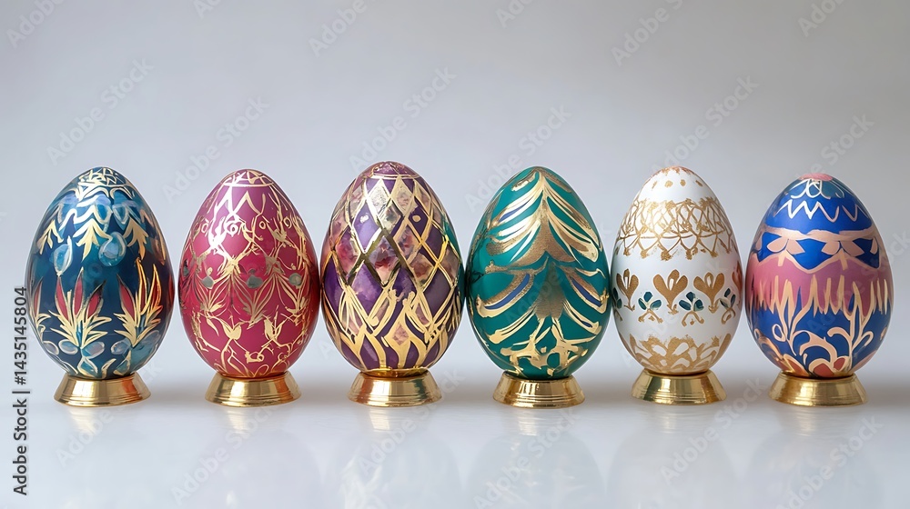 Six Exquisitely Decorated Easter Eggs on Display Six Exquisitely Decorated Easter Eggs on Display