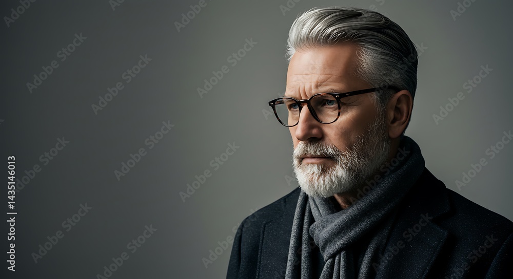 Obraz premium Silver & Shadow: A Portrait in Light AI Generated