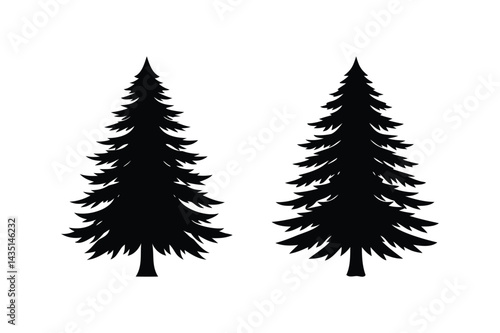 Evergreen conifer icon silhouette on white background