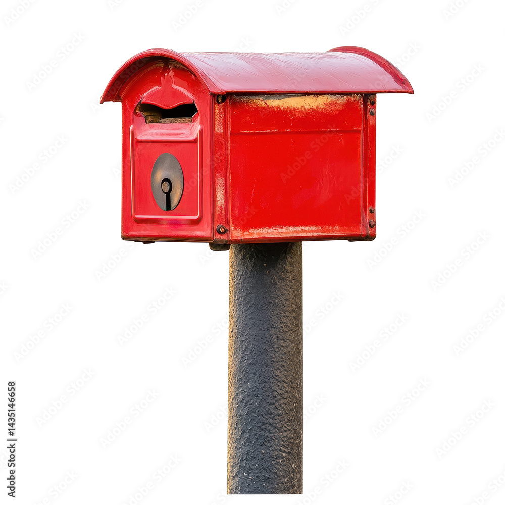 Red mailbox standing alone on Transparent background creates a striking visual contrast, red mailbox object on isolated isolated on PNG background Red mailbox standing alone on Transparent background creates a striking visual contrast, red mailbox object on isolated isolated on PNG background
