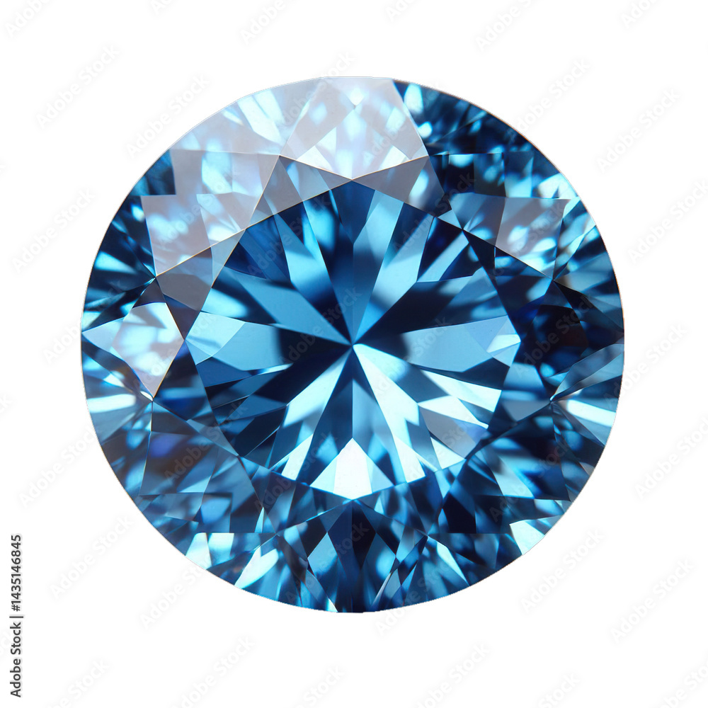 Rare blue diamond isolated on a transparent background, gorgeous blue diamond with bright facets Rare blue diamond isolated on a transparent background, gorgeous blue diamond with bright facets