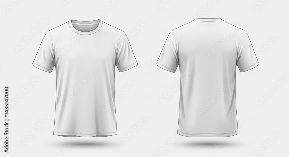 Plain White T-shirt Mockup Front and Back View for Clothing Design Plain White T-shirt Mockup Front and Back View for Clothing Design
