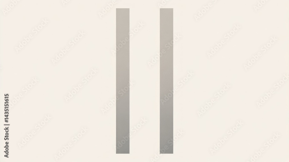 Obraz premium Two parallel vertical lines. Simple, minimalist, light grey