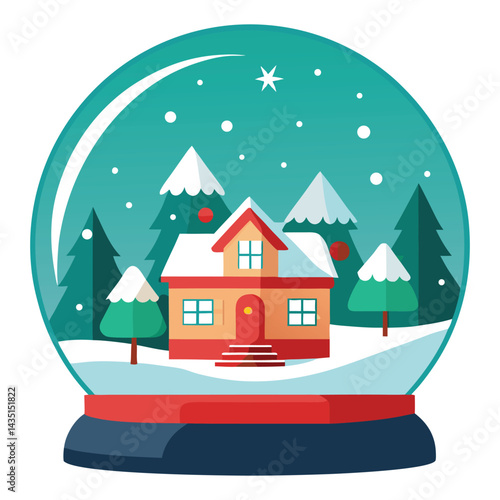 Festive Snow Globe With Winter Village Scene and Holiday Decorations