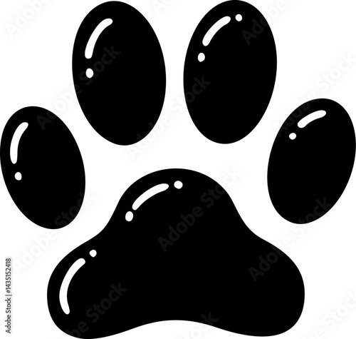 A black and white vector logo silhouette of a dog paw