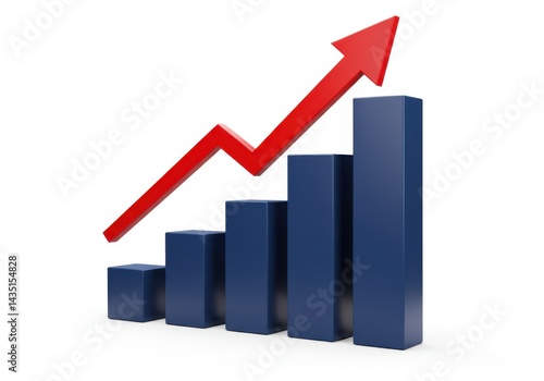 Diagram showing an upward trend with blue bars and a red arrow isolated on white background Free Download Diagram showing an upward trend with blue bars and a red arrow isolated on white background - GFXLoad