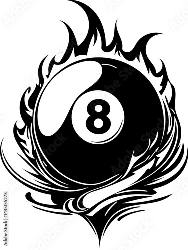 billiard ball no 8 illustration vector