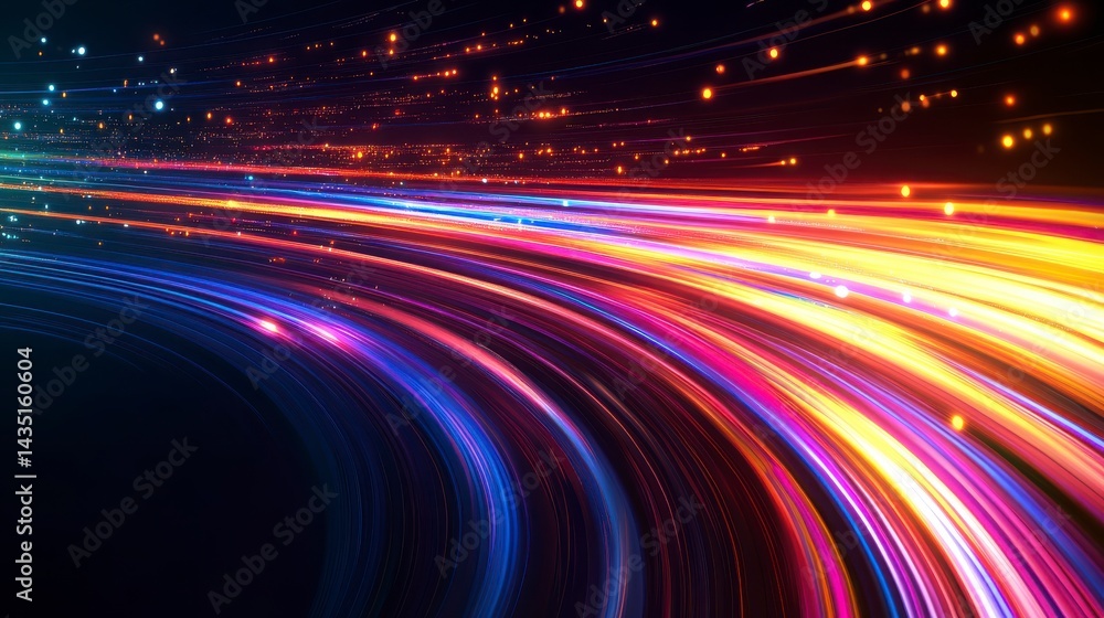 Abstract Multicolored Light Trails on Dark Background Abstract Multicolored Light Trails on Dark Background