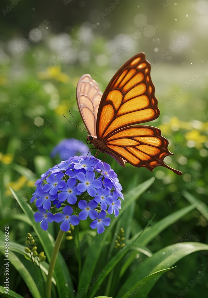 Naklejka premium Amber Wings, Spring's Embrace AI Generated