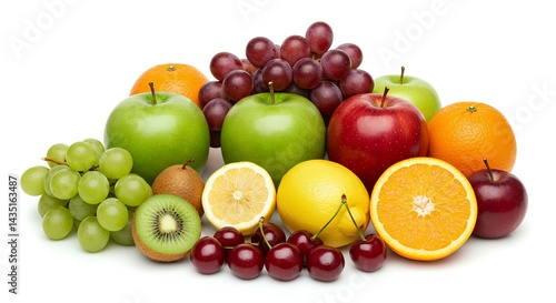 Colorful Assortment of Fresh Fruits on a White Background