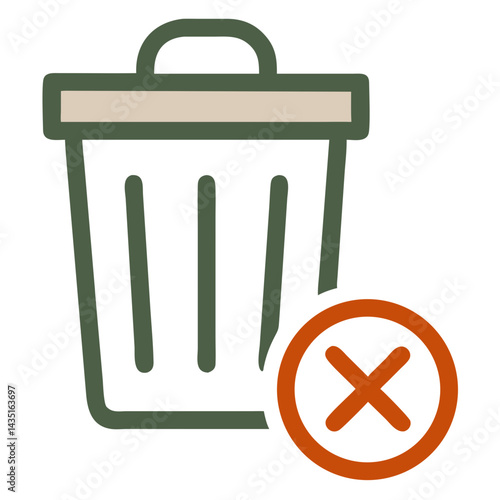 Icon representing a trash can with a prohibition symbol  