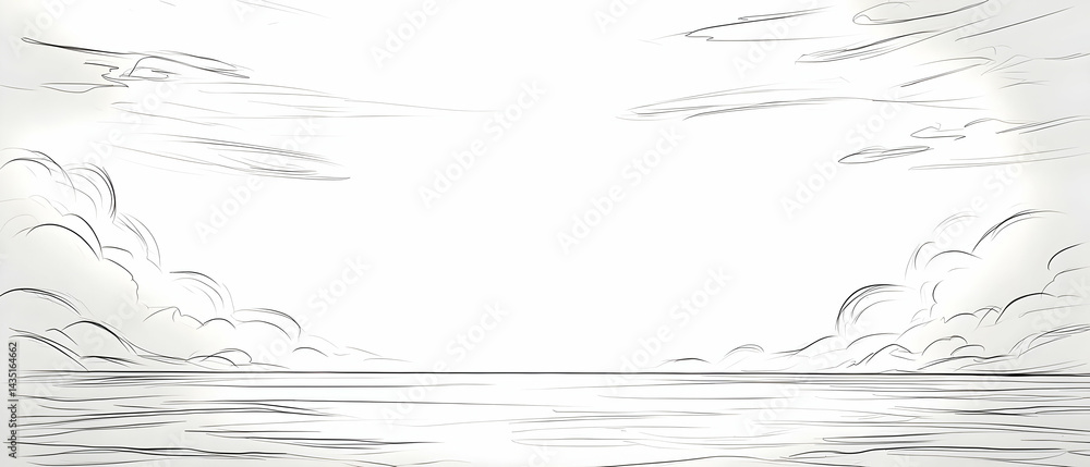 Peaceful Ocean Horizon Sketch Peaceful Ocean Horizon Sketch