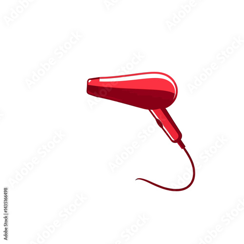 Red hair dryer illustration for styling and beauty product vector design and graphic asset creation tool