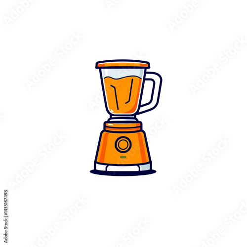 Orange blender appliance kitchen tool for smoothie juice food preparation and blending vector illustration