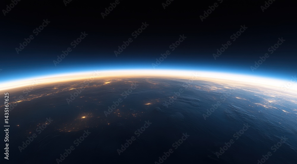 Fototapeta premium Earth's Curve from Space, Dawn or Dusk