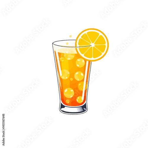 Fresh orange juice glass illustration summer drink citrus fruit beverage healthy vitamin c refreshment icon