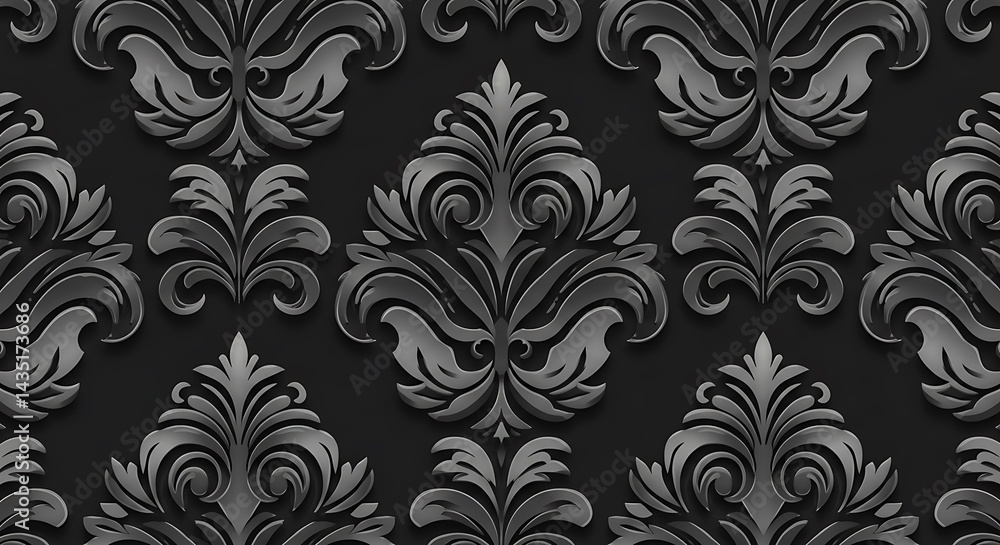 Embossed Damask: Shadow Play AI Generated Embossed Damask: Shadow Play AI Generated