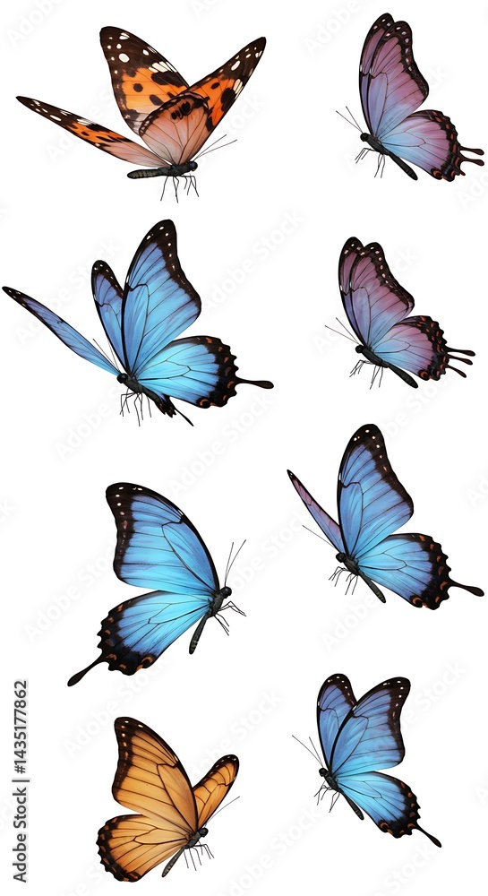 Fototapeta premium Ephemeral Wings: A Flutter of Hues AI Generated