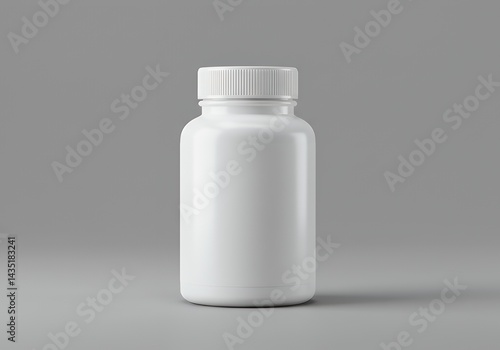 White Pill Bottle Mockup on Gray Background Product Shot