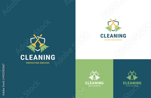 Modern flat vector abstract cleaning protection service logo