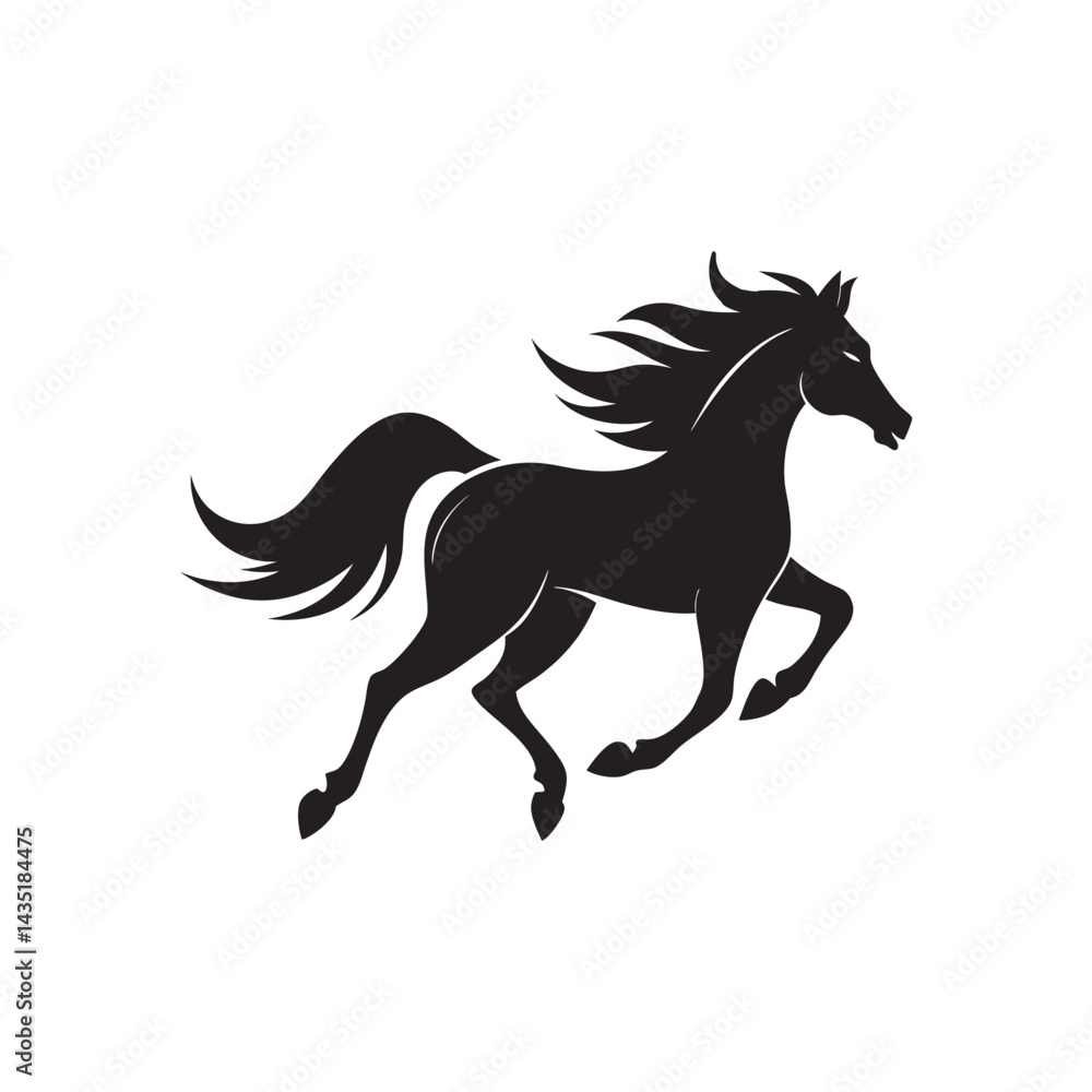 Galloping Horse Silhouette On White Galloping Horse Silhouette On White