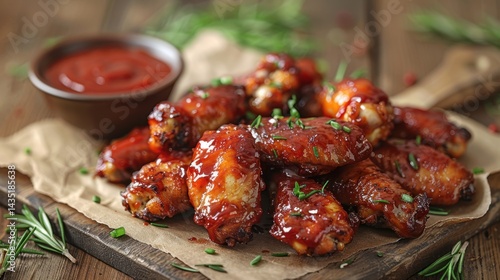 Popular Food,BBQ chicken wings with sauce dip